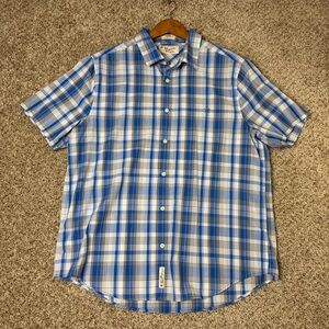Original Penguin by Munsingwear Blue Plaid Short Sleeve Button Up Shirt XL